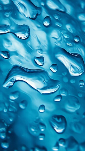 Photo closeup of water droplets on a blue surface abstract background nature and texture concept