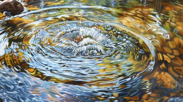 A closeup of water ripples on a gently flowing river capturing the mesmerizing beauty and dynamic movement of nature