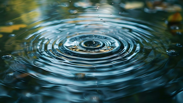 Closeup of Water Ripples with Reflections and Droplets in a Calm Pond