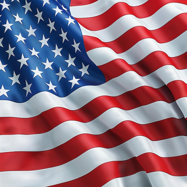 CloseUp of Waving American Flag in the Wind