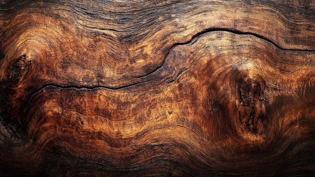 A CloseUp of Wavy and Cracked Wood Grain