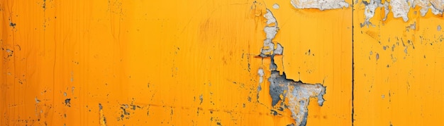 Closeup of a weathered orange wall with peeling paint and scratches