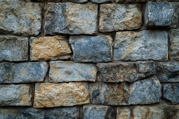 Closeup of a Weathered Stone Wall with Irregularly Shaped Stones