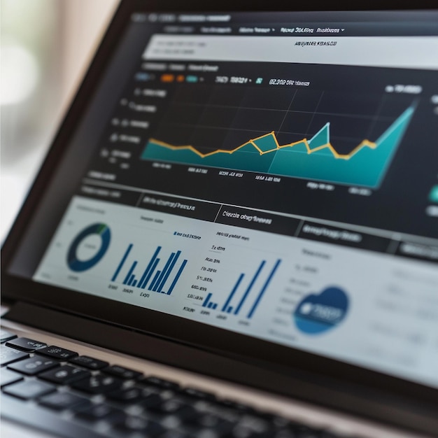 Photo a closeup of a websites analytics dashboard showing conversion rate trends and performance metrics