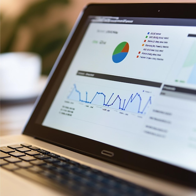 Photo a closeup of a websites analytics dashboard showing conversion rate trends and performance metrics