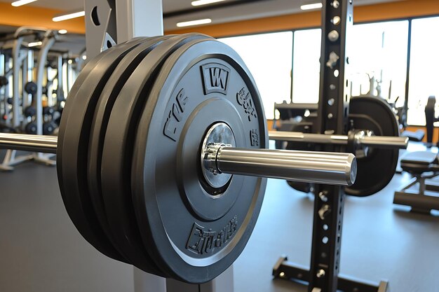 Closeup of a Weight Plate on a Barbell in a Gym