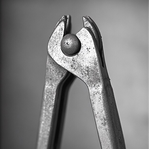 Photo a closeup of a wellused pair of pliers gripping a nail