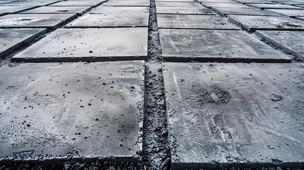 Photo closeup of wet concrete tiles surface