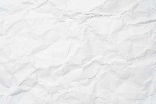 Closeup of white crumpled paper for texture background