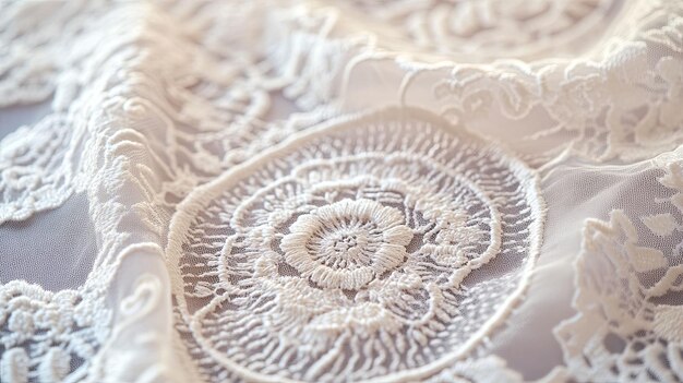 Photo closeup of white lace with intricate patterns