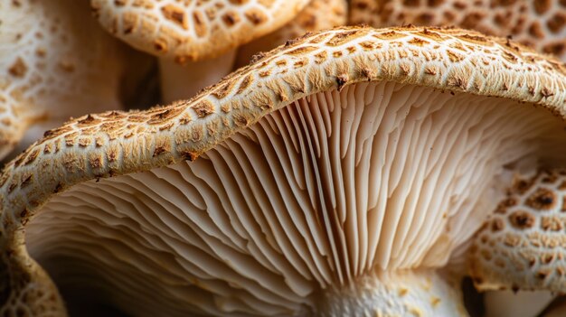 Closeup of a White Mushroom with Brown Spots