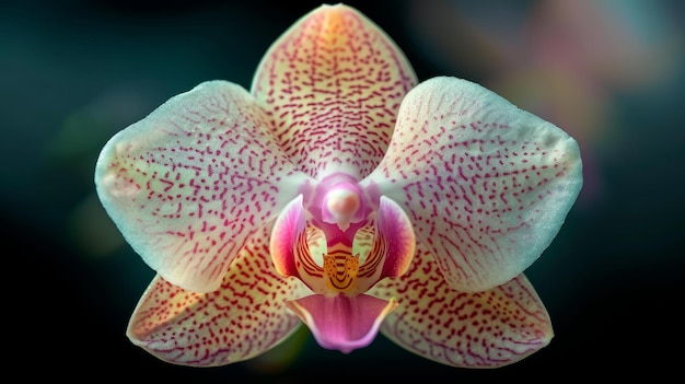 CloseUp of a White Red and Pink Phalaenopsis Orchid