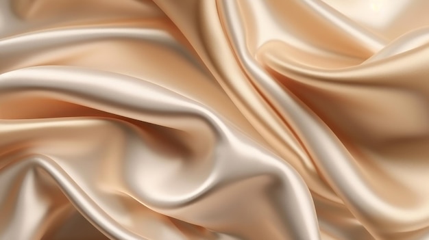 CloseUp of White Satin Fabric with Shiny Texture Generative ai