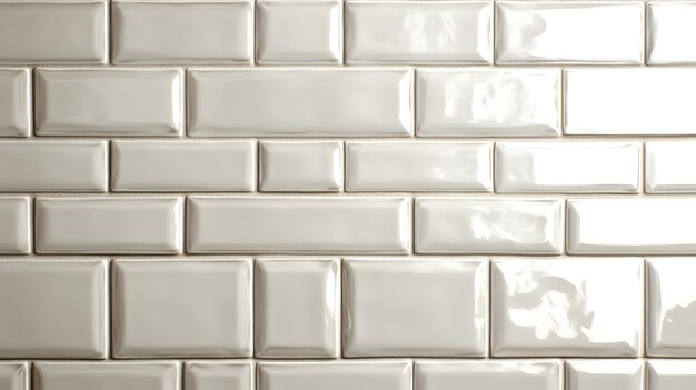 Photo closeup of a white subway tile wall