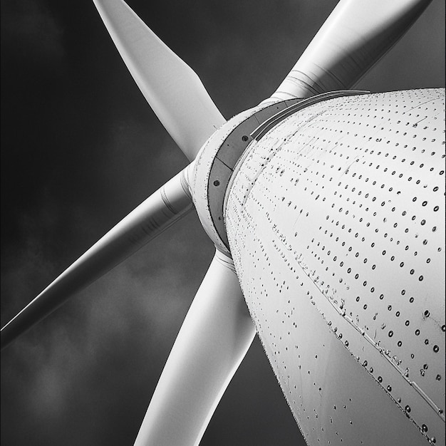 Photo a closeup of a wind turbine blade and its intricate design2