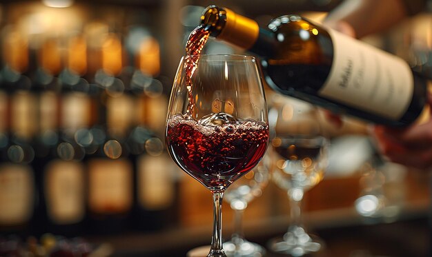 CloseUp of a Wine Sommelier Pouring a Glass of Aged Wine