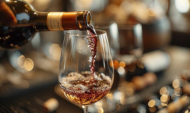 CloseUp of a Wine Sommelier Pouring a Glass of Aged Wine