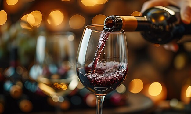 CloseUp of a Wine Sommelier Pouring a Glass of Aged Wine