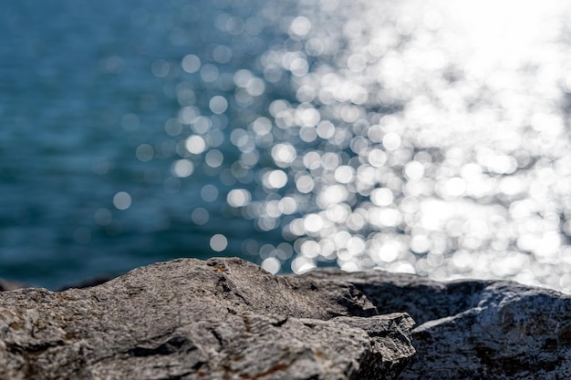 Closeup with rocks and unfocused sea floor