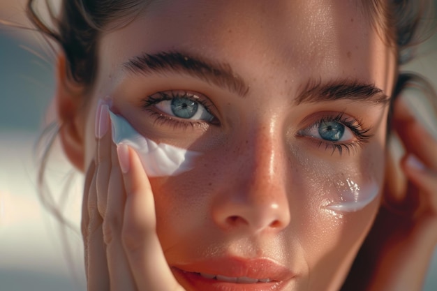 CloseUp of Woman Applying Combination Skin Balancing Lotion Beauty Skincare Routine