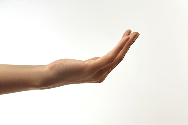 Closeup of woman hand over white background