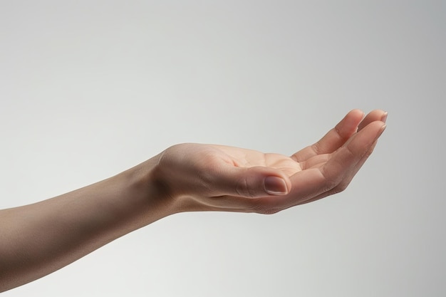 Closeup of woman hand over white background