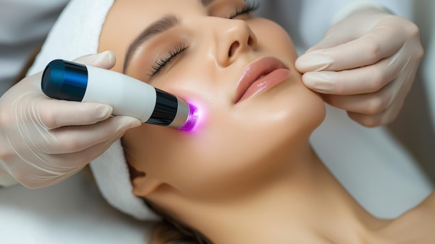 Closeup of woman receiving a facial treatment