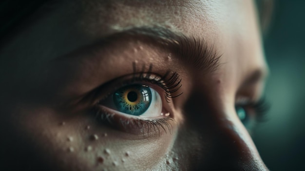 Closeup of a woman's blue eye Macro shotgenerative ai