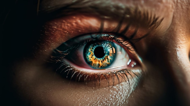 Closeup of a woman's blue eye Macro shotgenerative ai