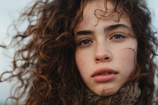 CloseUp of Woman With Curly Hair