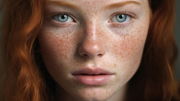 Closeup of Woman with Freckles Minimalistic and Superb Clean Image AI Generated