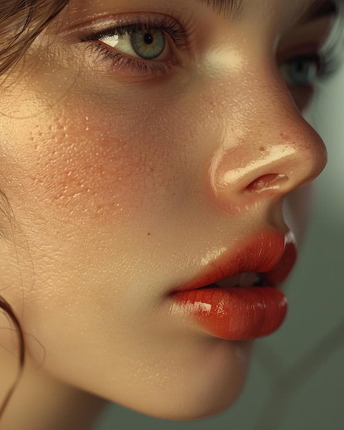 Closeup of woman with natural makeup in sunlight