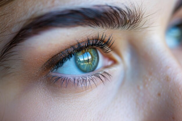 Closeup of a womans blue eye