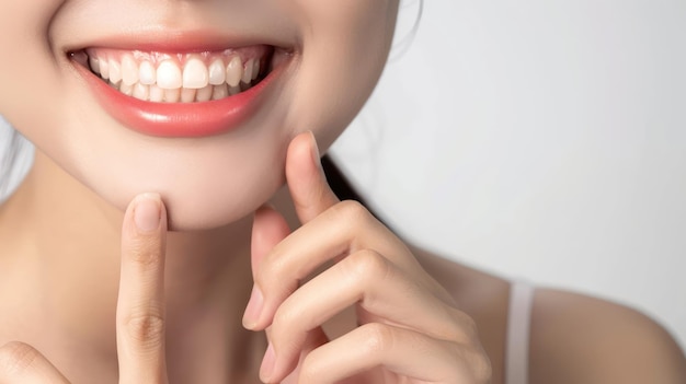 CloseUp of a Womans Smile with White Teeth