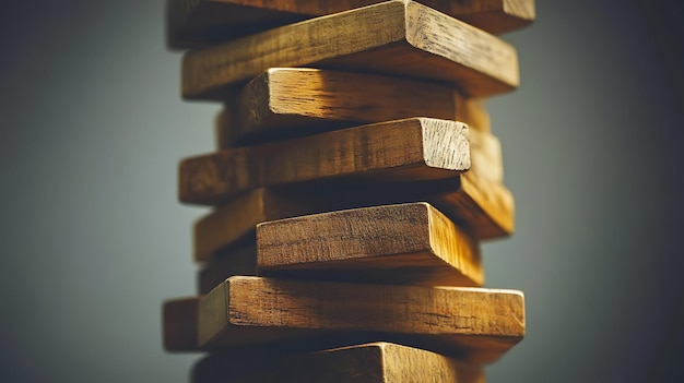 Photo closeup of wooden blocks stacked high