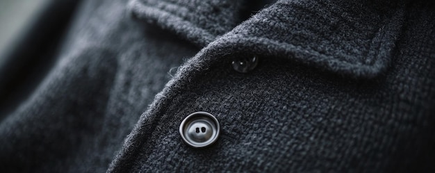 Photo closeup of a wool coat with button detail textured fabric fashion and style concept