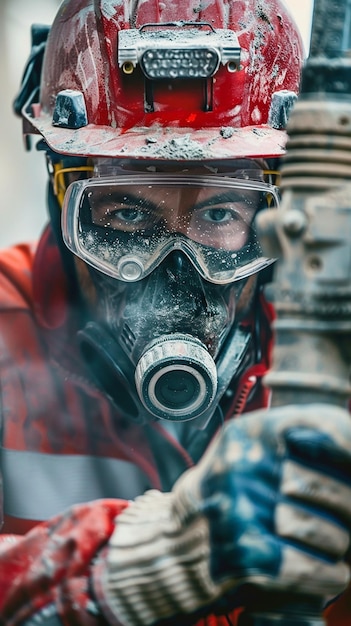 CloseUp of Worker Wearing Jackhammer Safety Gear