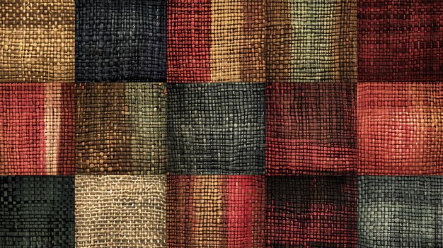 Photo a closeup of a woven fabric with a variety of colours and textures