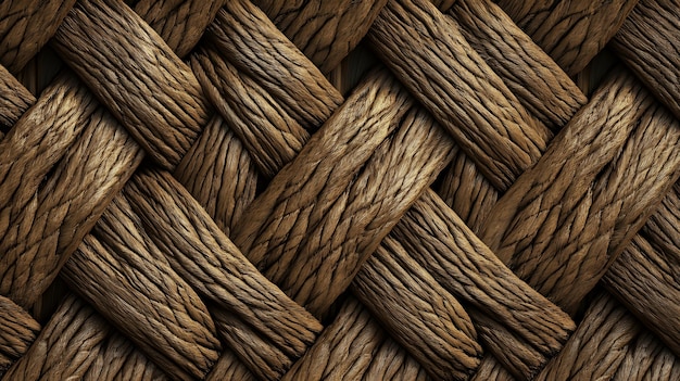 Photo closeup of a woven wood pattern with a rough and textured surface