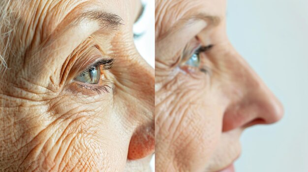 Photo closeup of wrinkles on a womans face