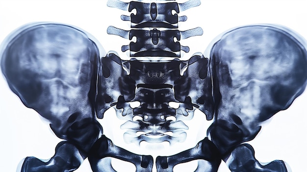 A closeup Xray of the pelvic region revealing the complexity of human anatomy