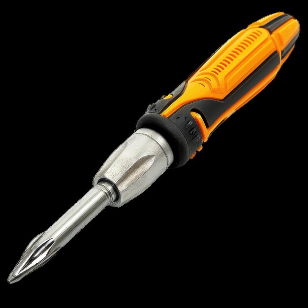 Closeup of a yellow and black screwdriver