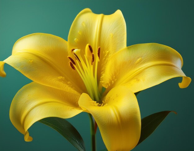 Photo closeup yellow lily flower illustration