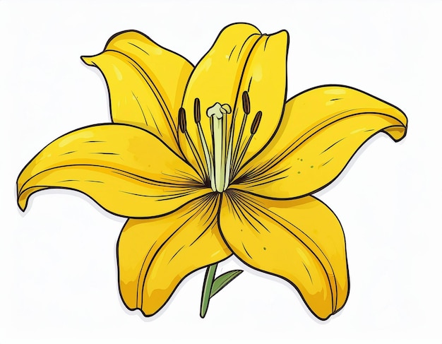 Photo closeup yellow lily flower illustration