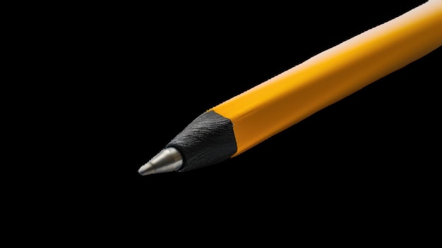 Closeup of a yellow pencil tip on a black background