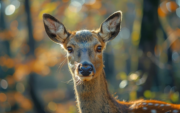 Closeup of a Young Deer in a Forest Setting