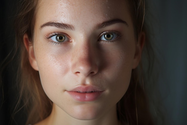 Closeup of a Young Woman with Skin Issues and Acne