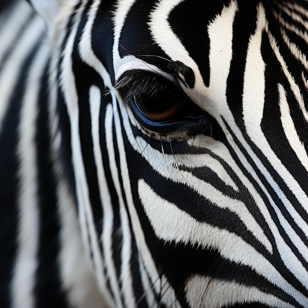 Closeup of a zebra eye Generative AI