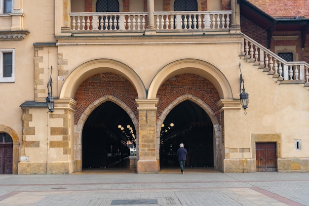 Cloth Hall Sukiennice and Townhouse tower on Main square in Krakow