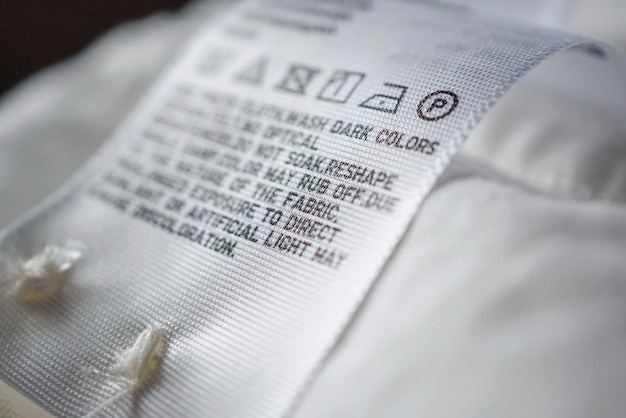 Cloth label tag with laundry care instructions